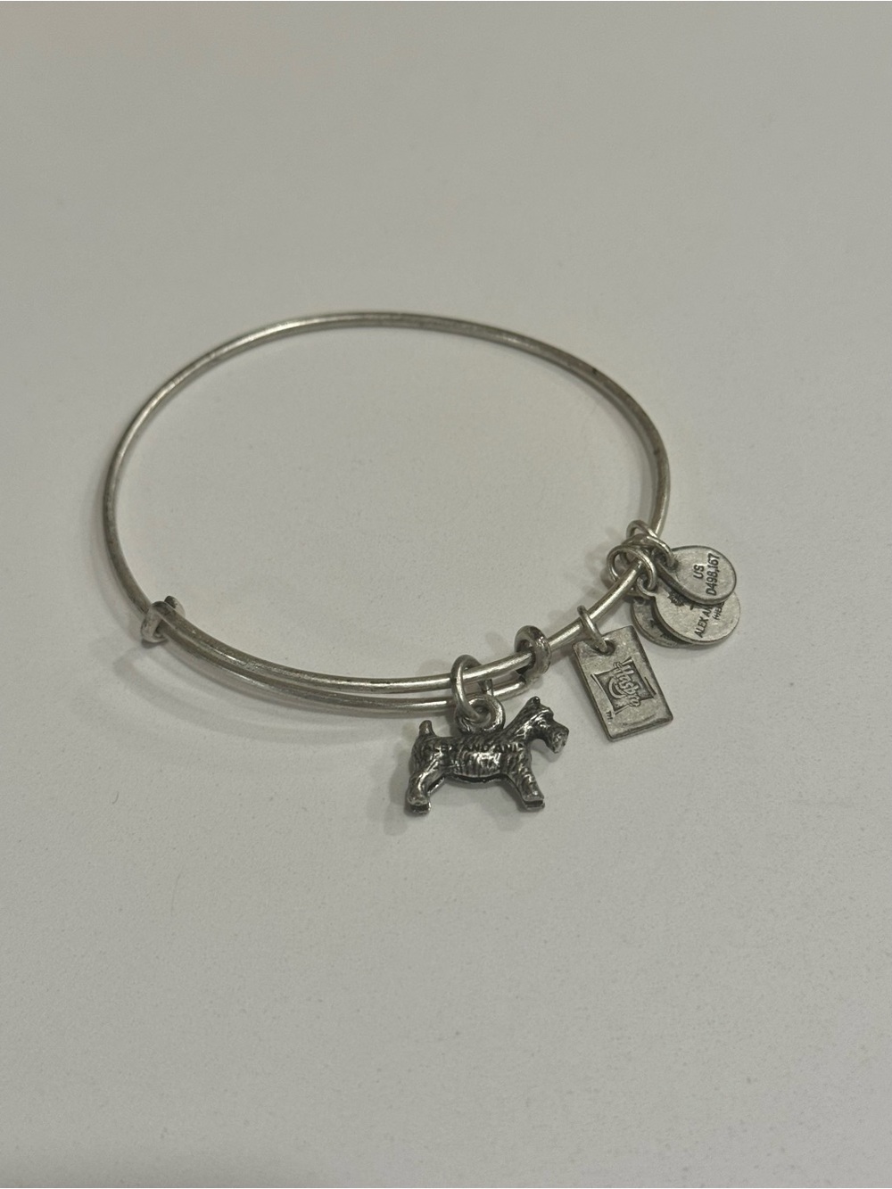 Alex and Ani Monopoly Scottie Dog Charm Bangle Silver Retired